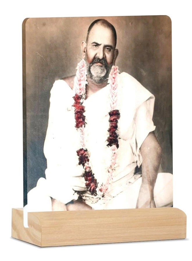 Giftplease Neem Karoli Baba ji Tabletop Photo Frame with Wooden Stand | Desk for Home & Office Decor Spiritual Inspirational Gift Elegant Display Pictures GMP_104 - Image 1